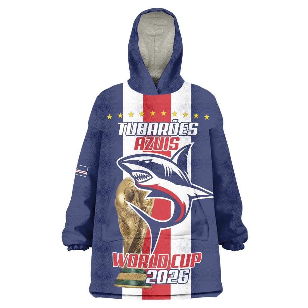 Cape Verde Football Wearable Blanket Hoodie Tubaroes Azuis World Cup 2026 - Wonder Print Shop