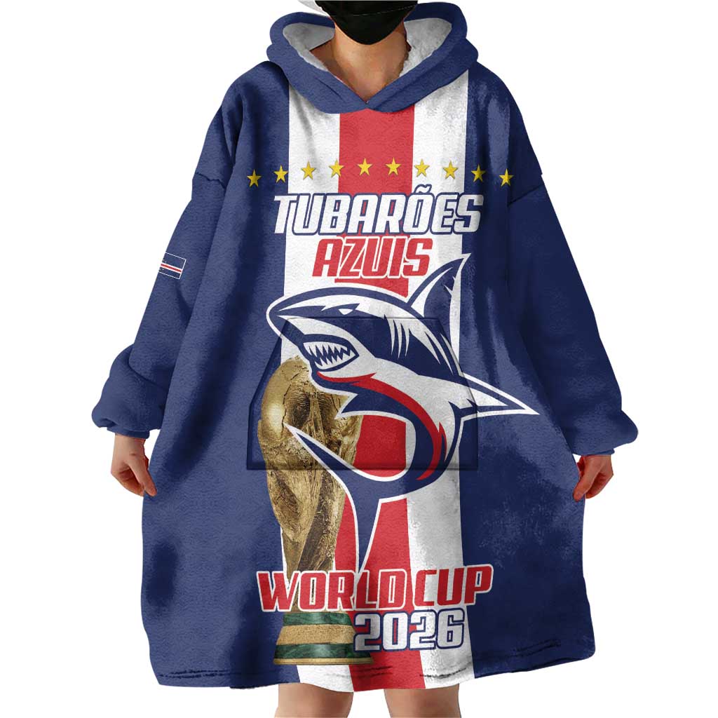 Cape Verde Football Wearable Blanket Hoodie Tubaroes Azuis World Cup 2026 - Wonder Print Shop