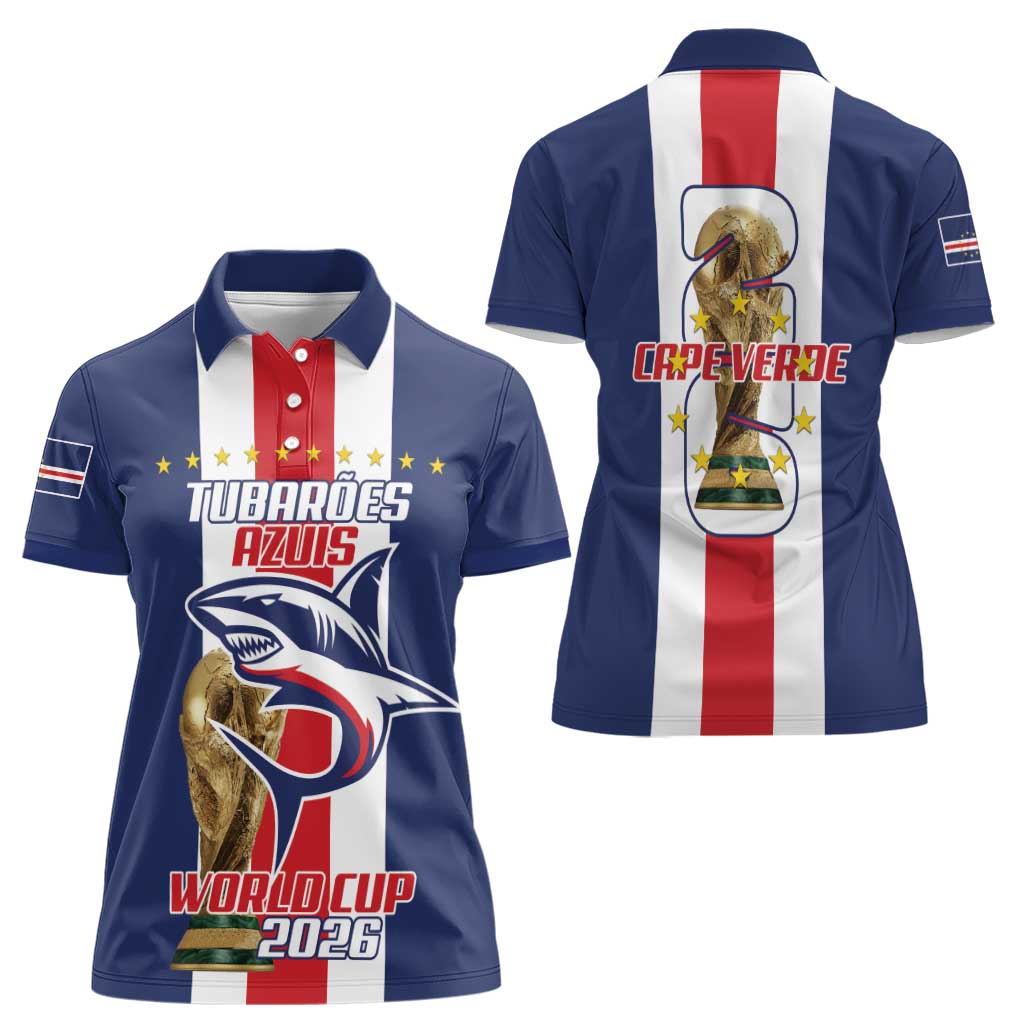 Cape Verde Football Women Polo Shirt Tubaroes Azuis World Cup 2026 - Wonder Print Shop