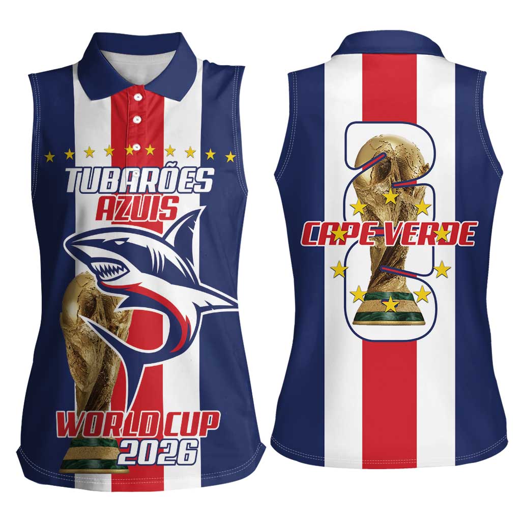 Cape Verde Football Women Sleeveless Polo Shirt Tubaroes Azuis World Cup 2026 - Wonder Print Shop