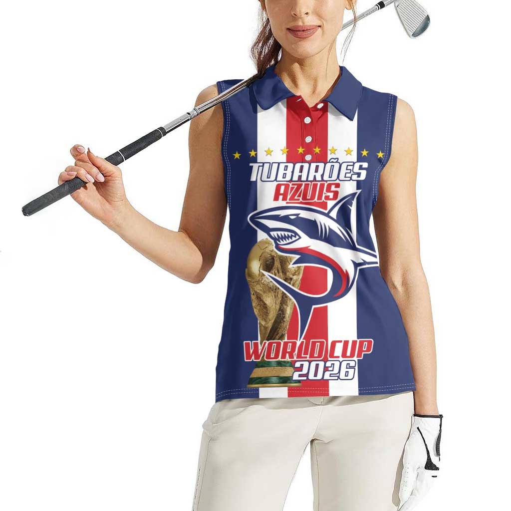 Cape Verde Football Women Sleeveless Polo Shirt Tubaroes Azuis World Cup 2026 - Wonder Print Shop