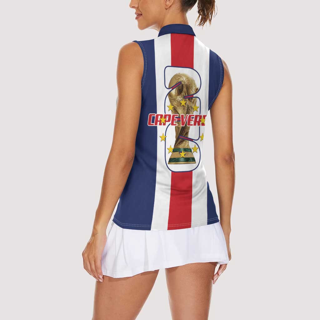 Cape Verde Football Women Sleeveless Polo Shirt Tubaroes Azuis World Cup 2026 - Wonder Print Shop
