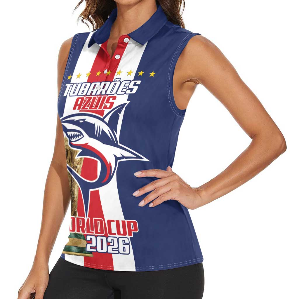 Cape Verde Football Women Sleeveless Polo Shirt Tubaroes Azuis World Cup 2026 - Wonder Print Shop