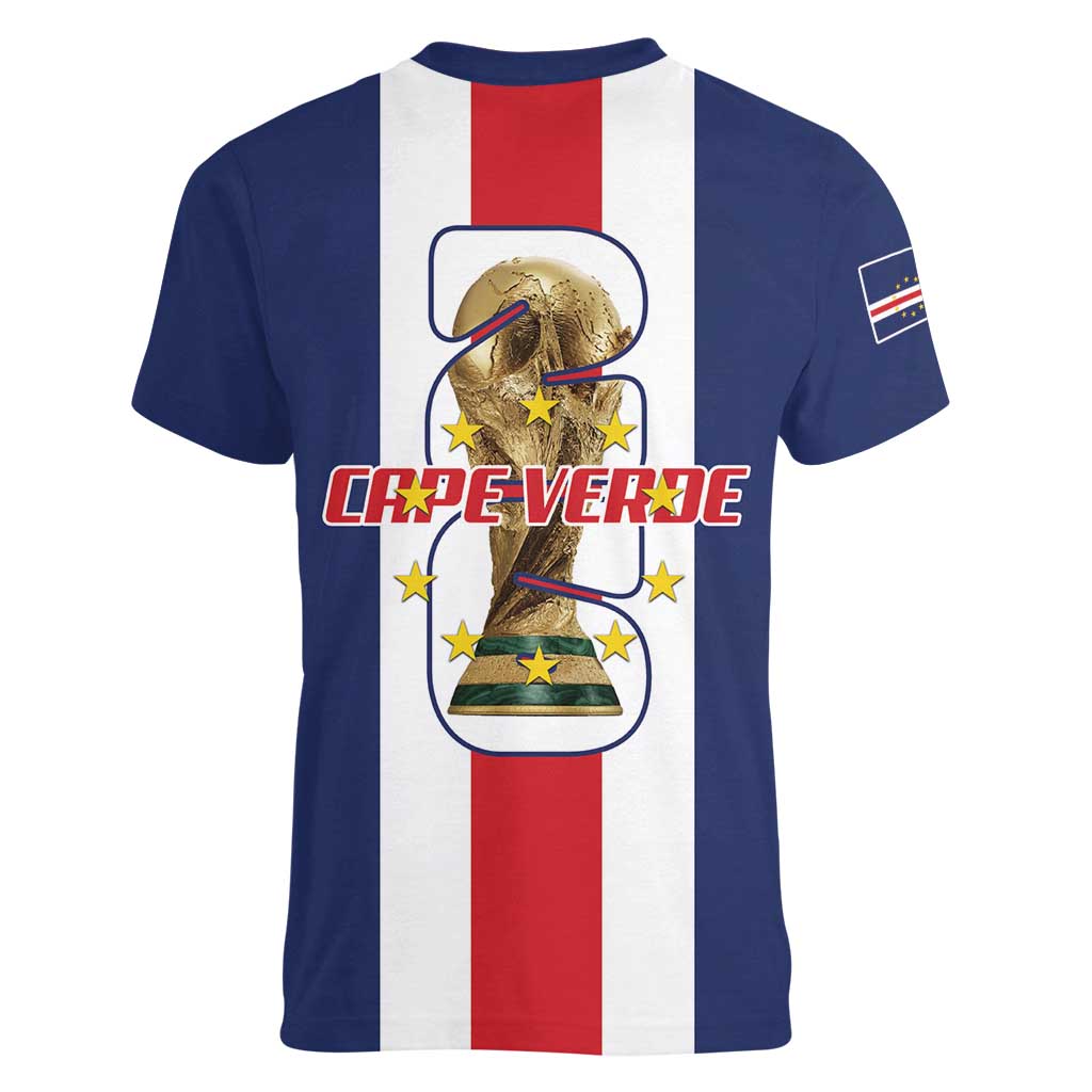 Cape Verde Football Women V-Neck T-Shirt Tubaroes Azuis World Cup 2026 - Wonder Print Shop