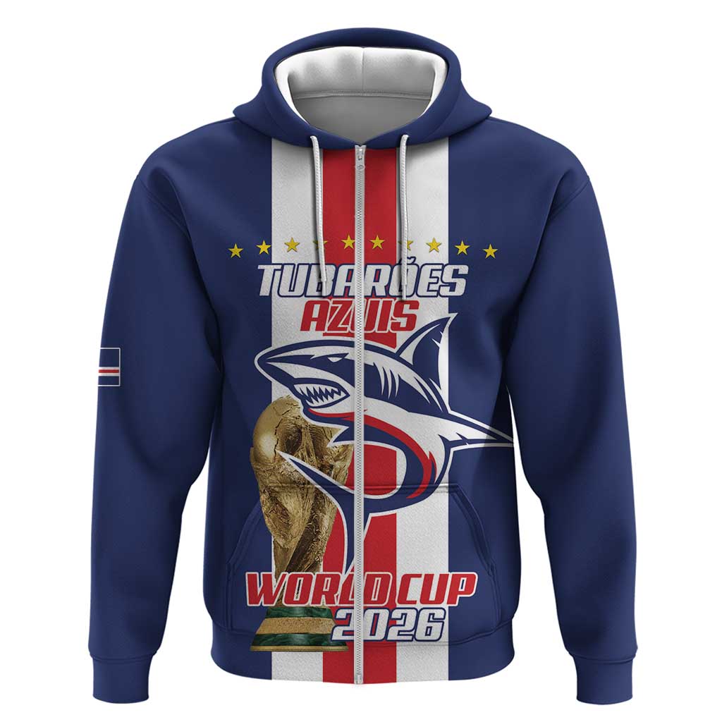 Cape Verde Football Zip Hoodie Tubaroes Azuis World Cup 2026 - Wonder Print Shop