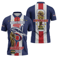 Cape Verde Football Zipper Polo Shirt Tubaroes Azuis World Cup 2026 - Wonder Print Shop