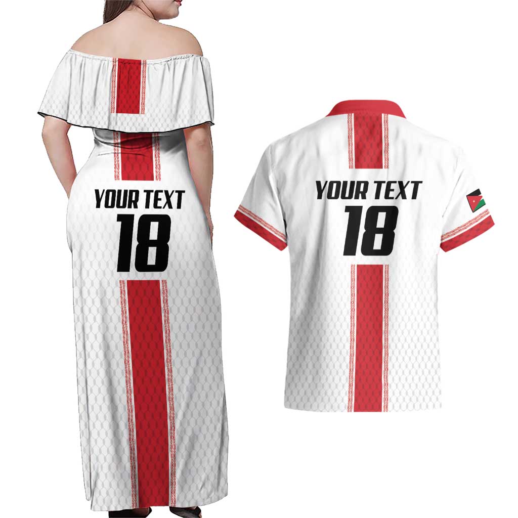 Custom Jordan Heritage Football Couples Matching Off Shoulder Maxi Dress and Hawaiian Shirt Al Nashama Sporty Style - Wonder Print Shop