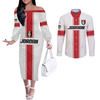 Custom Jordan Heritage Football Couples Matching Off The Shoulder Long Sleeve Dress and Long Sleeve Button Shirt Al Nashama Sporty Style - Wonder Print Shop