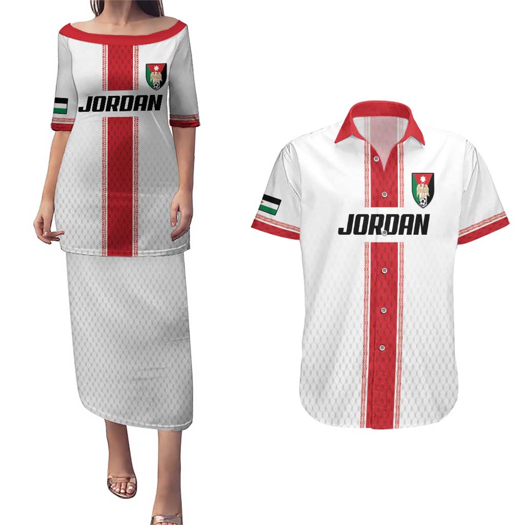 Custom Jordan Heritage Football Couples Matching Puletasi and Hawaiian Shirt Al Nashama Sporty Style - Wonder Print Shop