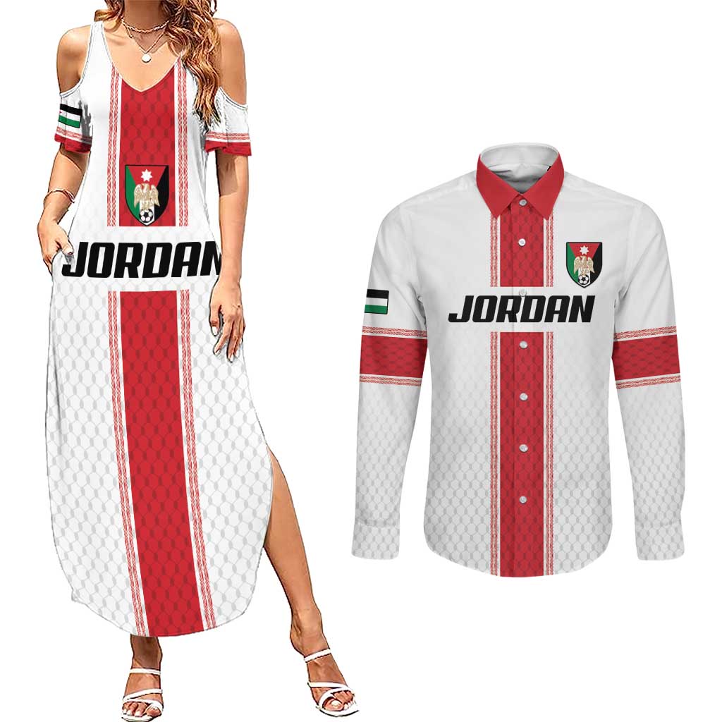 Custom Jordan Heritage Football Couples Matching Summer Maxi Dress and Long Sleeve Button Shirt Al Nashama Sporty Style - Wonder Print Shop