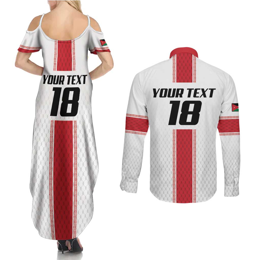 Custom Jordan Heritage Football Couples Matching Summer Maxi Dress and Long Sleeve Button Shirt Al Nashama Sporty Style - Wonder Print Shop