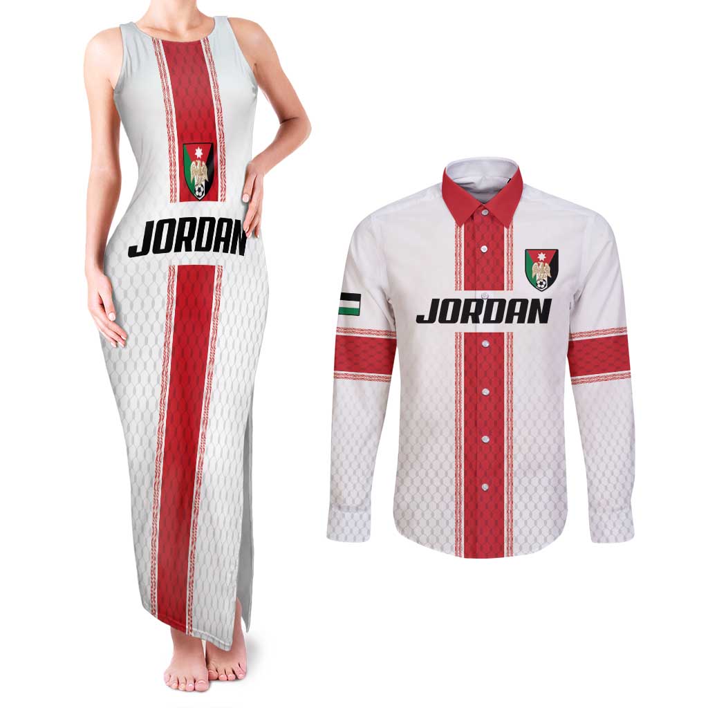 Custom Jordan Heritage Football Couples Matching Tank Maxi Dress and Long Sleeve Button Shirt Al Nashama Sporty Style - Wonder Print Shop