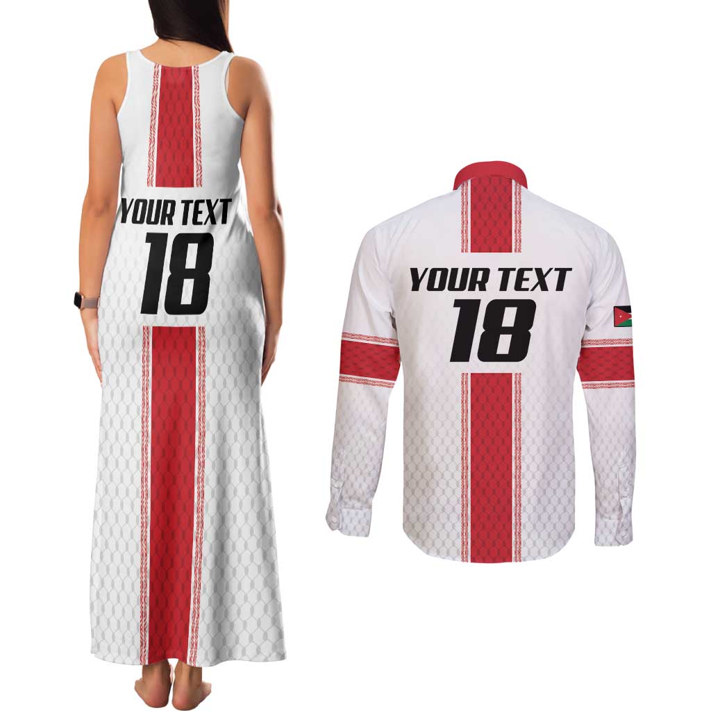 Custom Jordan Heritage Football Couples Matching Tank Maxi Dress and Long Sleeve Button Shirt Al Nashama Sporty Style - Wonder Print Shop