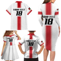 Custom Jordan Heritage Football Family Matching Long Sleeve Bodycon Dress and Hawaiian Shirt Al Nashama Sporty Style - Wonder Print Shop