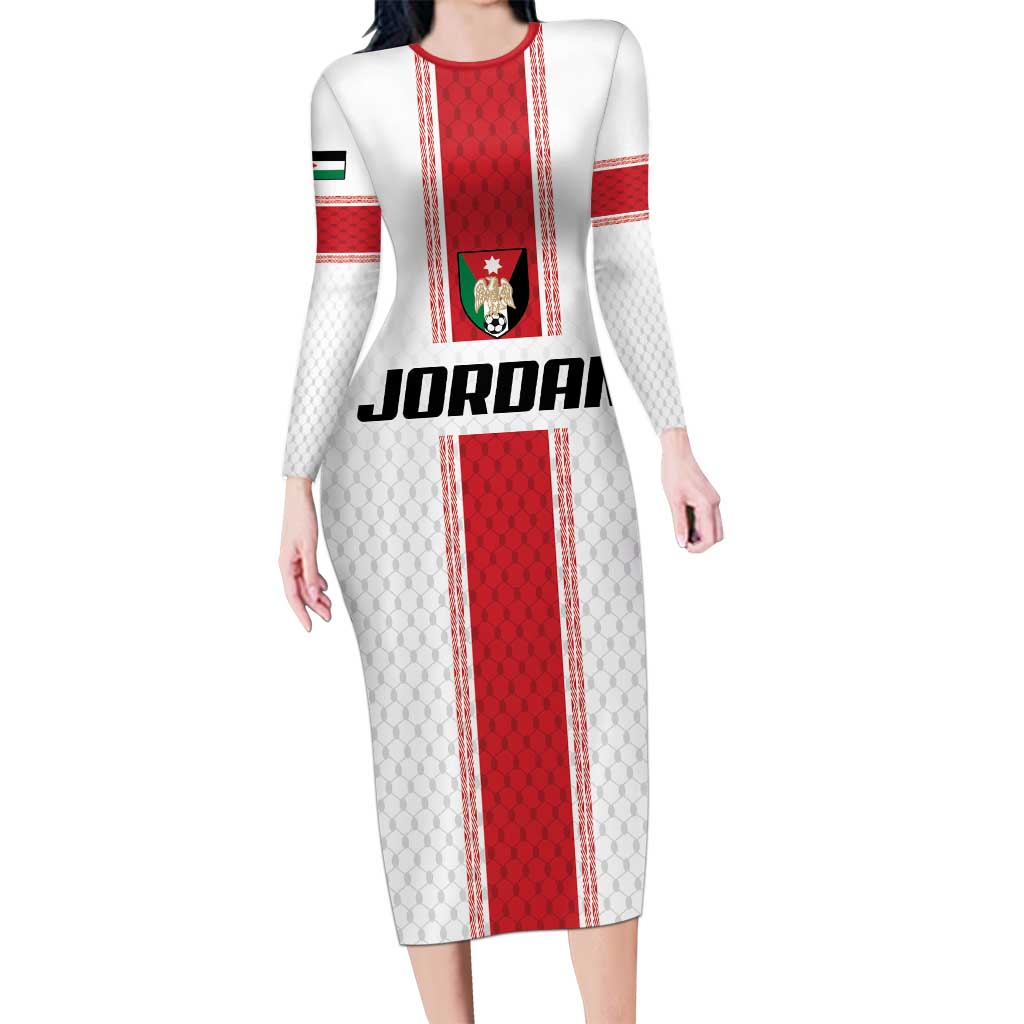 Custom Jordan Heritage Football Family Matching Long Sleeve Bodycon Dress and Hawaiian Shirt Al Nashama Sporty Style - Wonder Print Shop