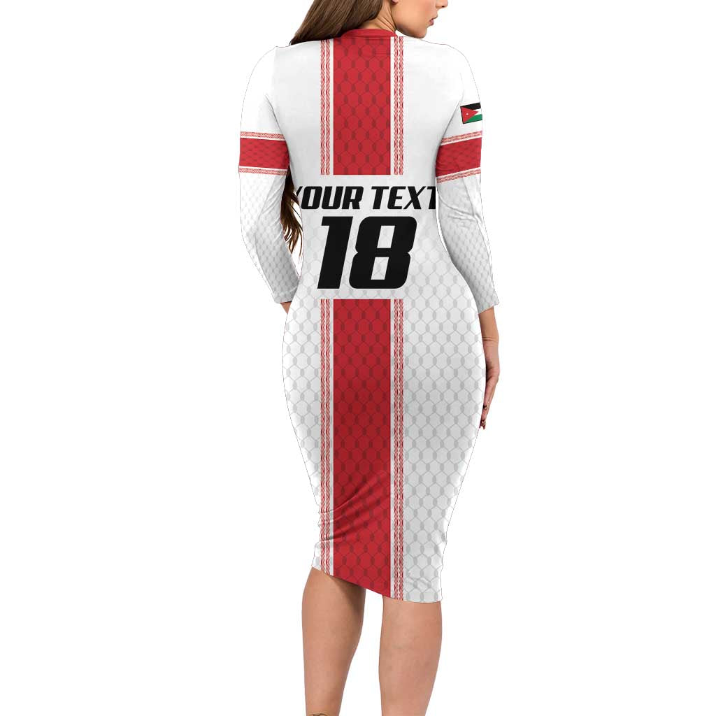 Custom Jordan Heritage Football Family Matching Long Sleeve Bodycon Dress and Hawaiian Shirt Al Nashama Sporty Style - Wonder Print Shop