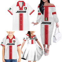 Custom Jordan Heritage Football Family Matching Off The Shoulder Long Sleeve Dress and Hawaiian Shirt Al Nashama Sporty Style - Wonder Print Shop