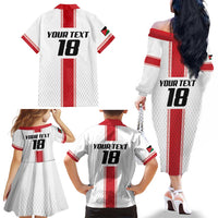 Custom Jordan Heritage Football Family Matching Off The Shoulder Long Sleeve Dress and Hawaiian Shirt Al Nashama Sporty Style - Wonder Print Shop