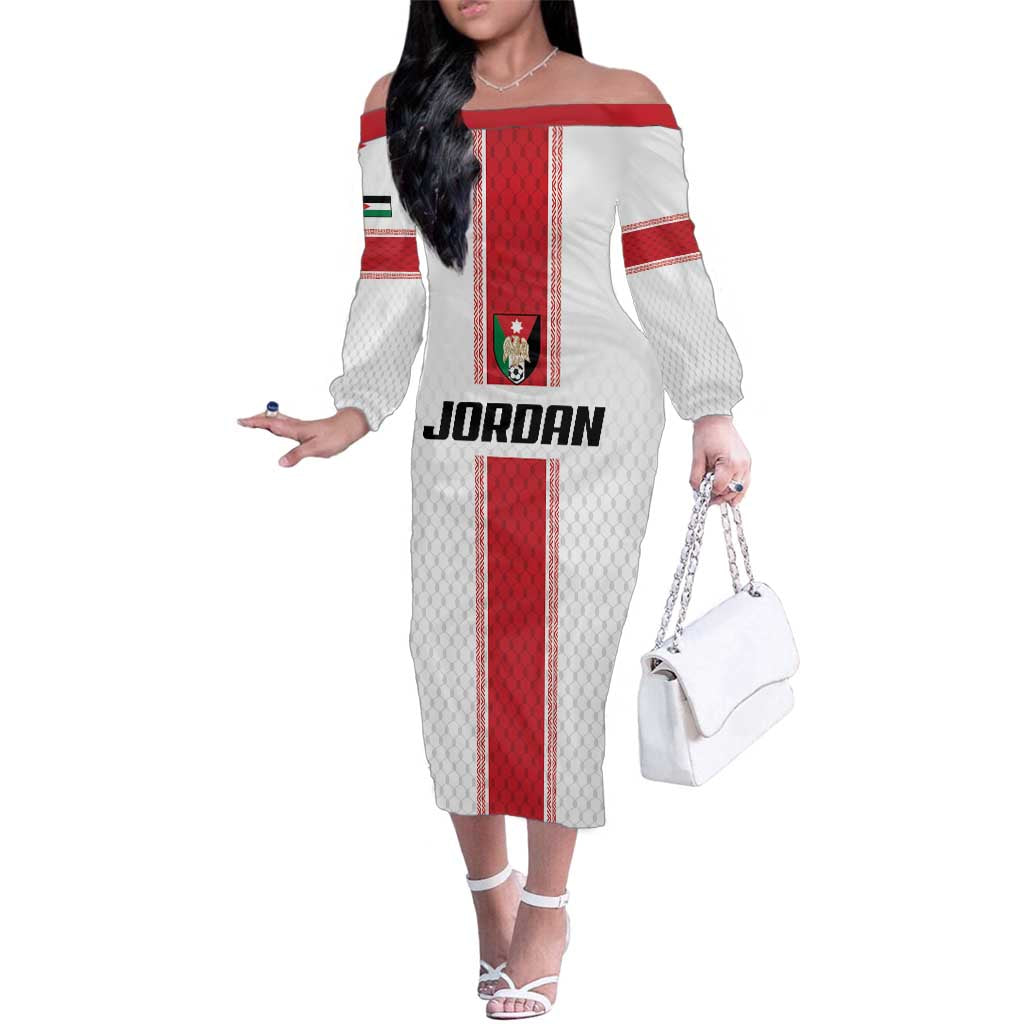 Custom Jordan Heritage Football Family Matching Off The Shoulder Long Sleeve Dress and Hawaiian Shirt Al Nashama Sporty Style - Wonder Print Shop
