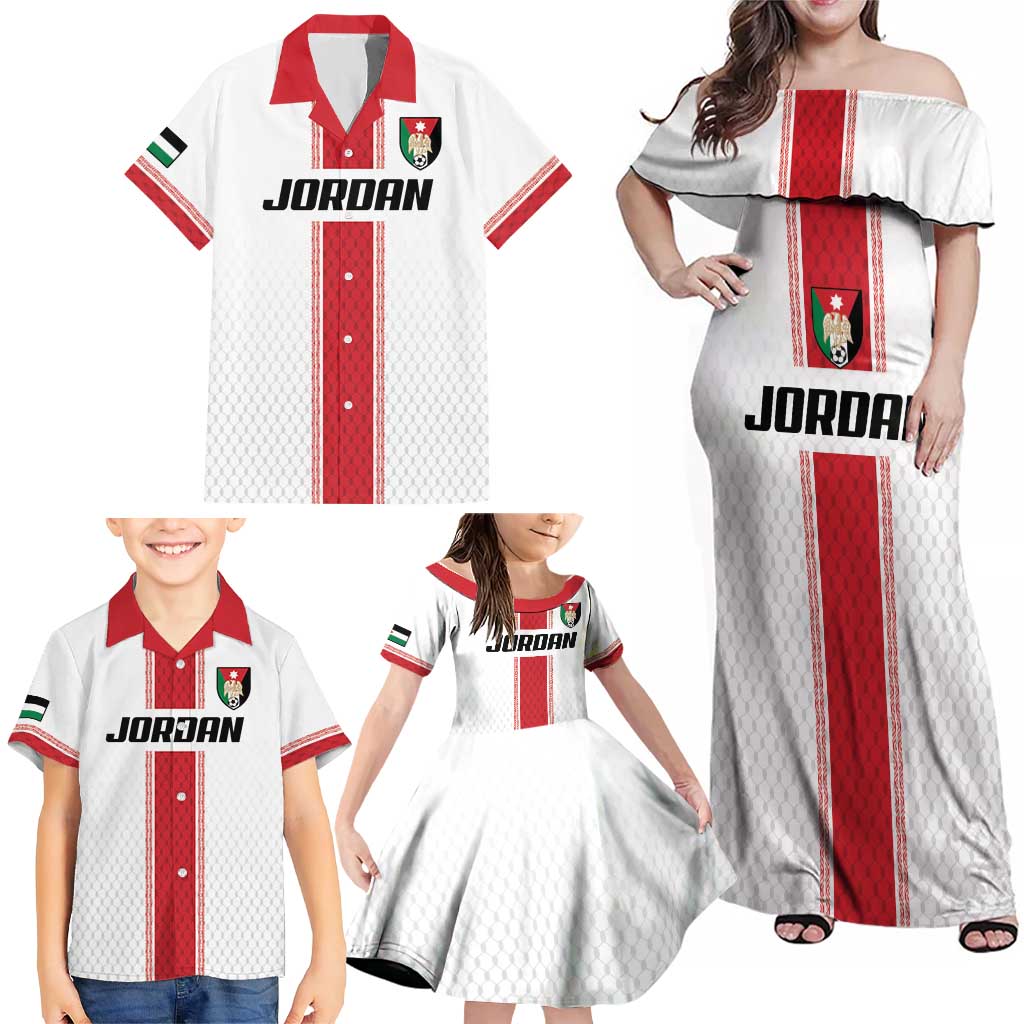 Custom Jordan Heritage Football Family Matching Off Shoulder Maxi Dress and Hawaiian Shirt Al Nashama Sporty Style - Wonder Print Shop