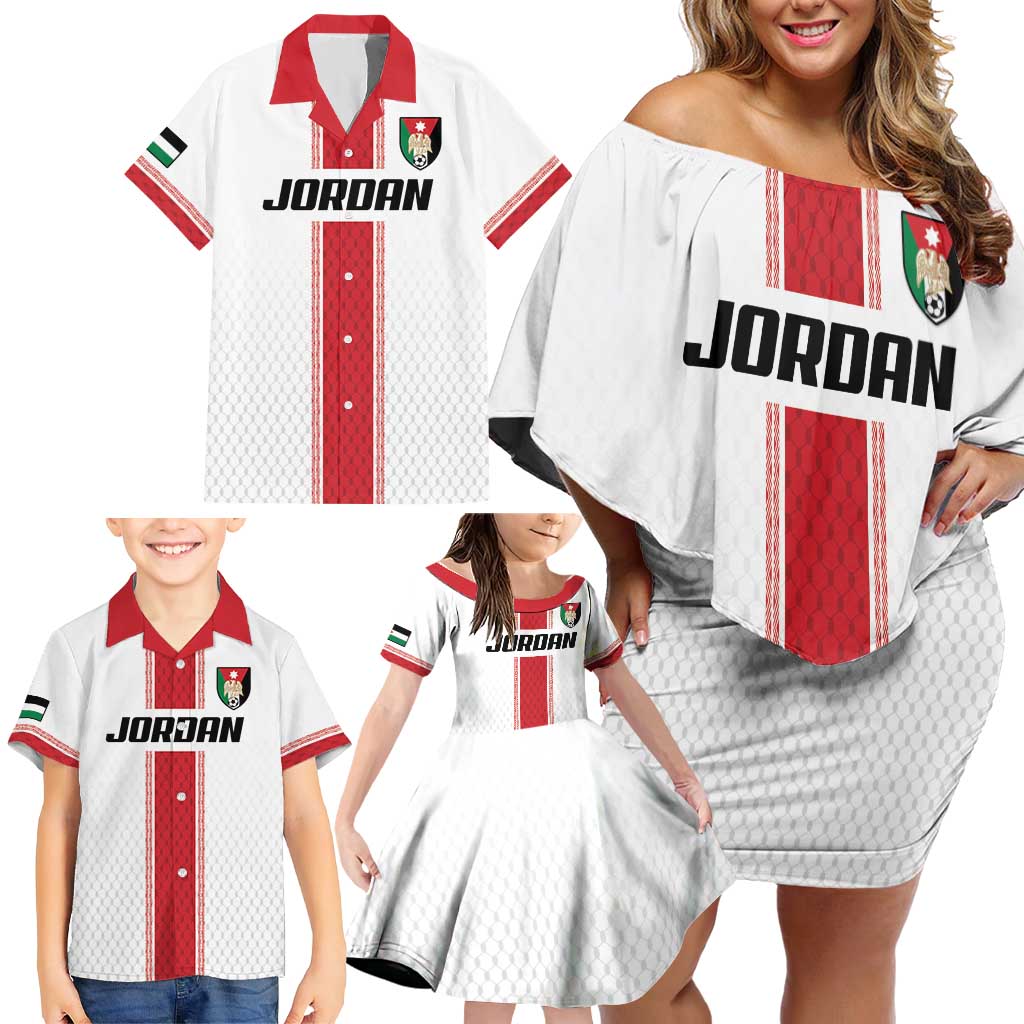 Custom Jordan Heritage Football Family Matching Off Shoulder Short Dress and Hawaiian Shirt Al Nashama Sporty Style - Wonder Print Shop