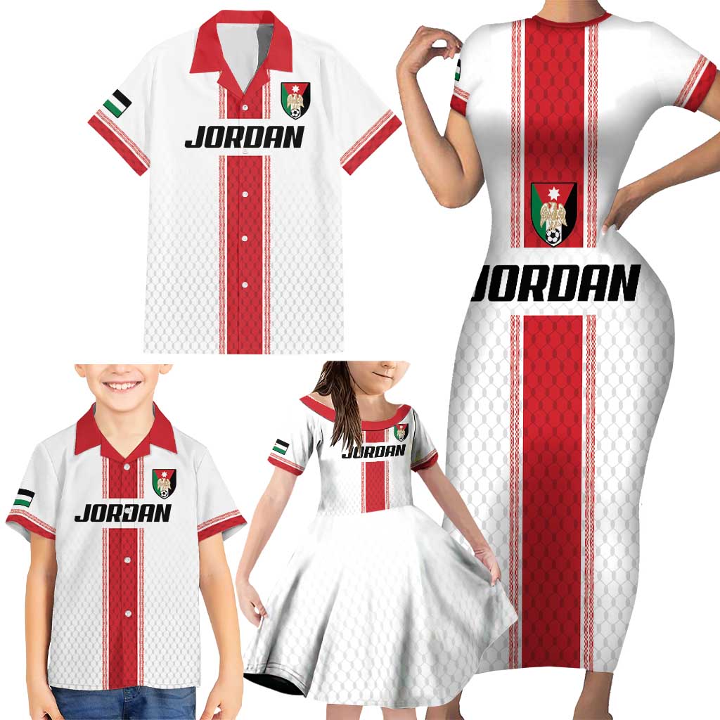 Custom Jordan Heritage Football Family Matching Short Sleeve Bodycon Dress and Hawaiian Shirt Al Nashama Sporty Style - Wonder Print Shop