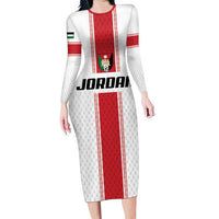 Custom Jordan Heritage Football Long Sleeve Bodycon Dress Al Nashama Sporty Style - Wonder Print Shop