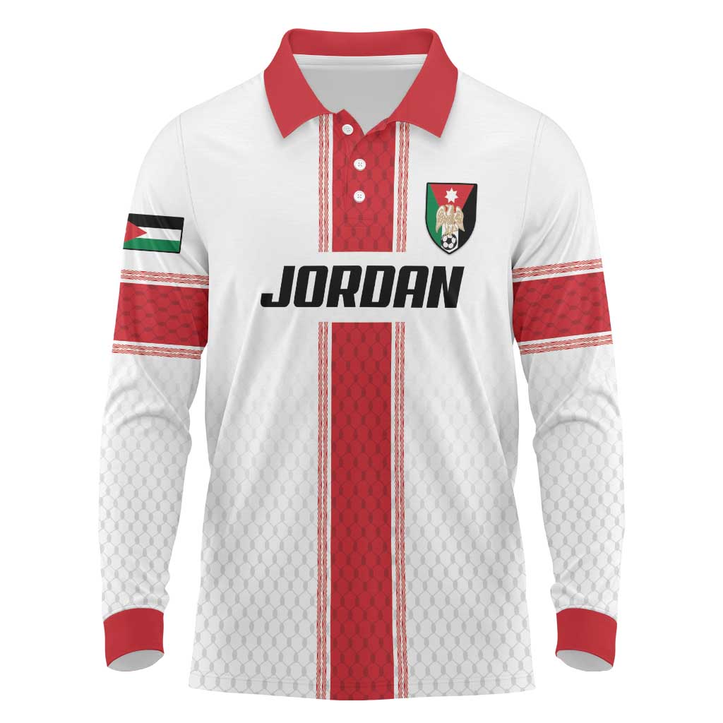 Custom Jordan Heritage Football Long Sleeve Polo Shirt Al Nashama Sporty Style - Wonder Print Shop