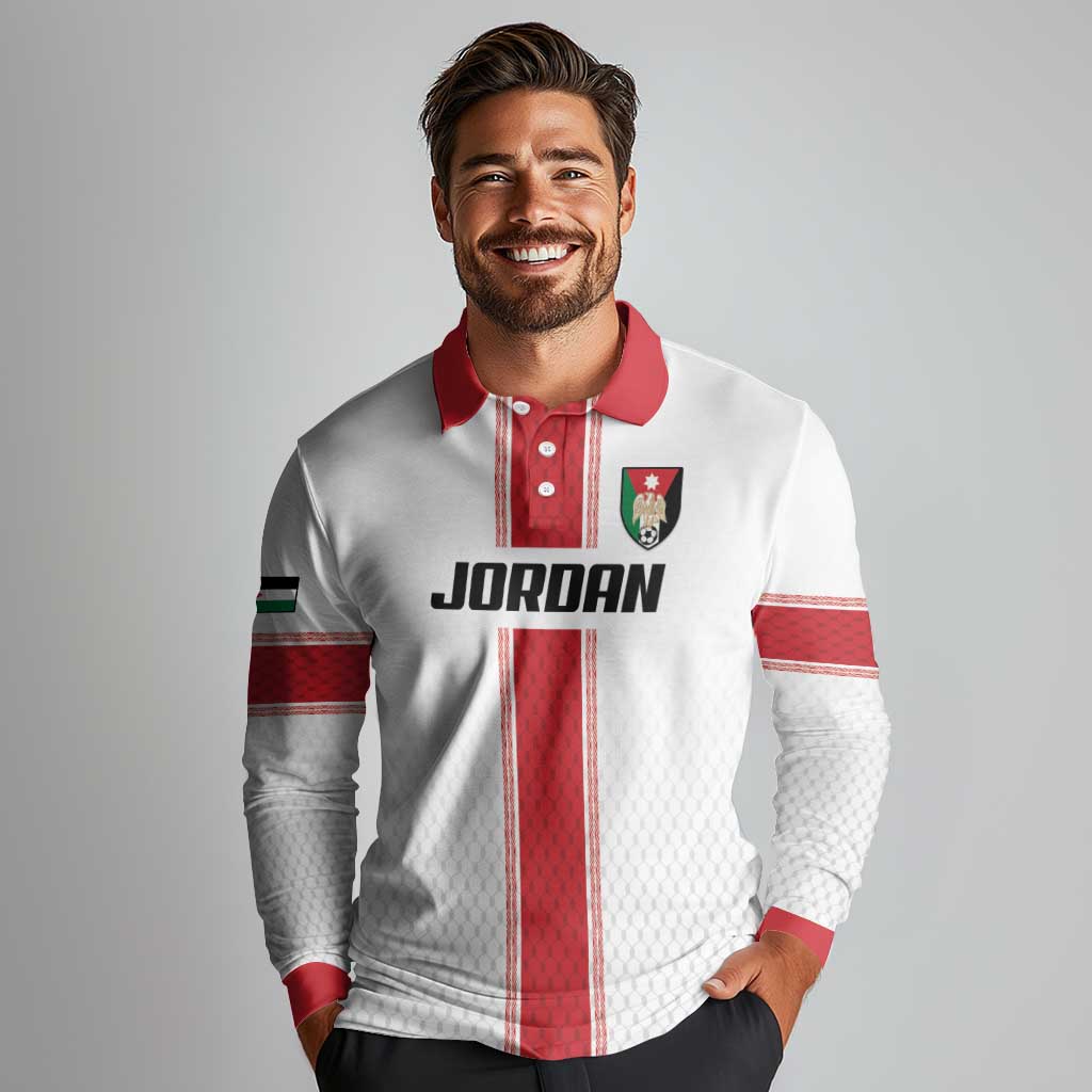 Custom Jordan Heritage Football Long Sleeve Polo Shirt Al Nashama Sporty Style - Wonder Print Shop