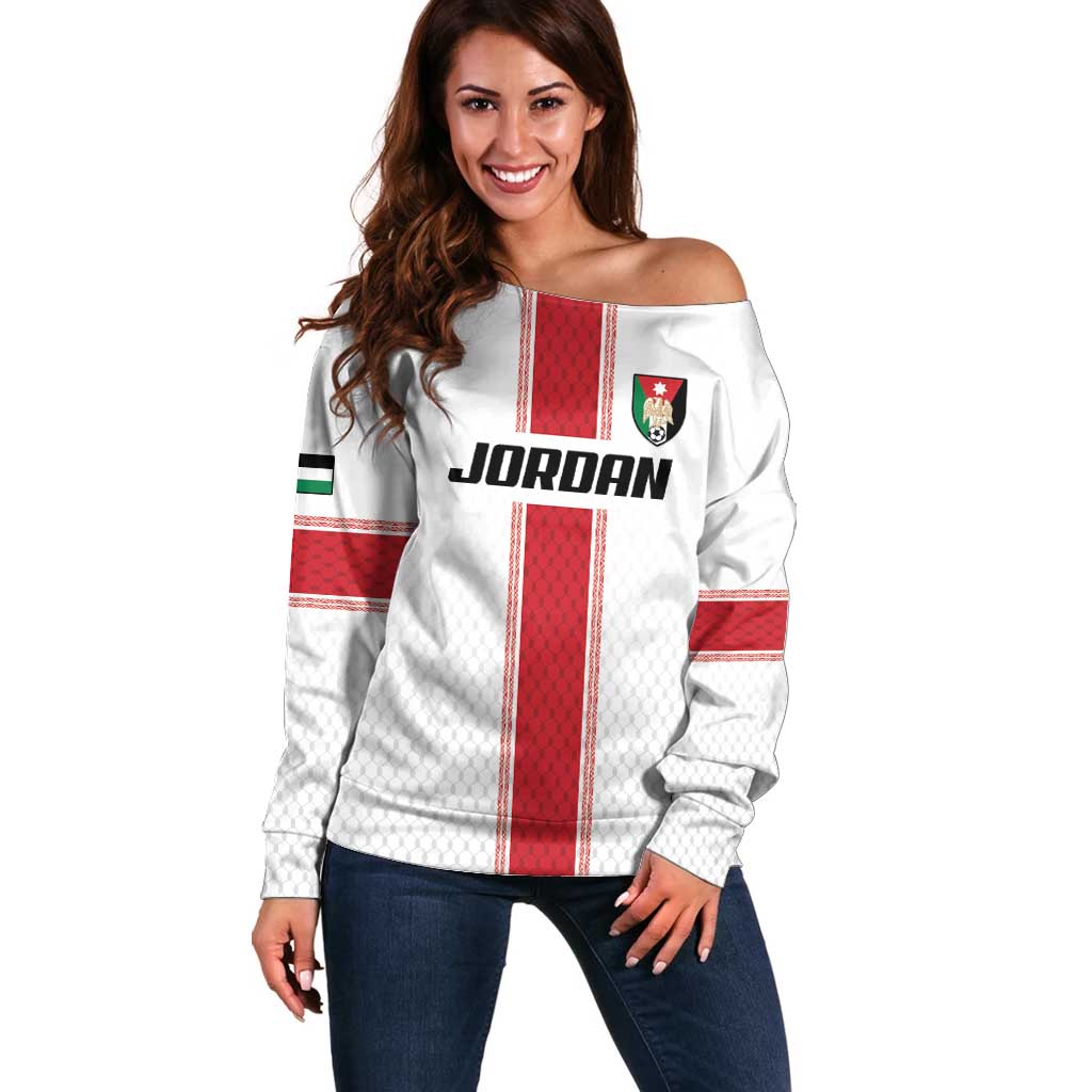 Custom Jordan Heritage Football Off Shoulder Sweater Al Nashama Sporty Style - Wonder Print Shop
