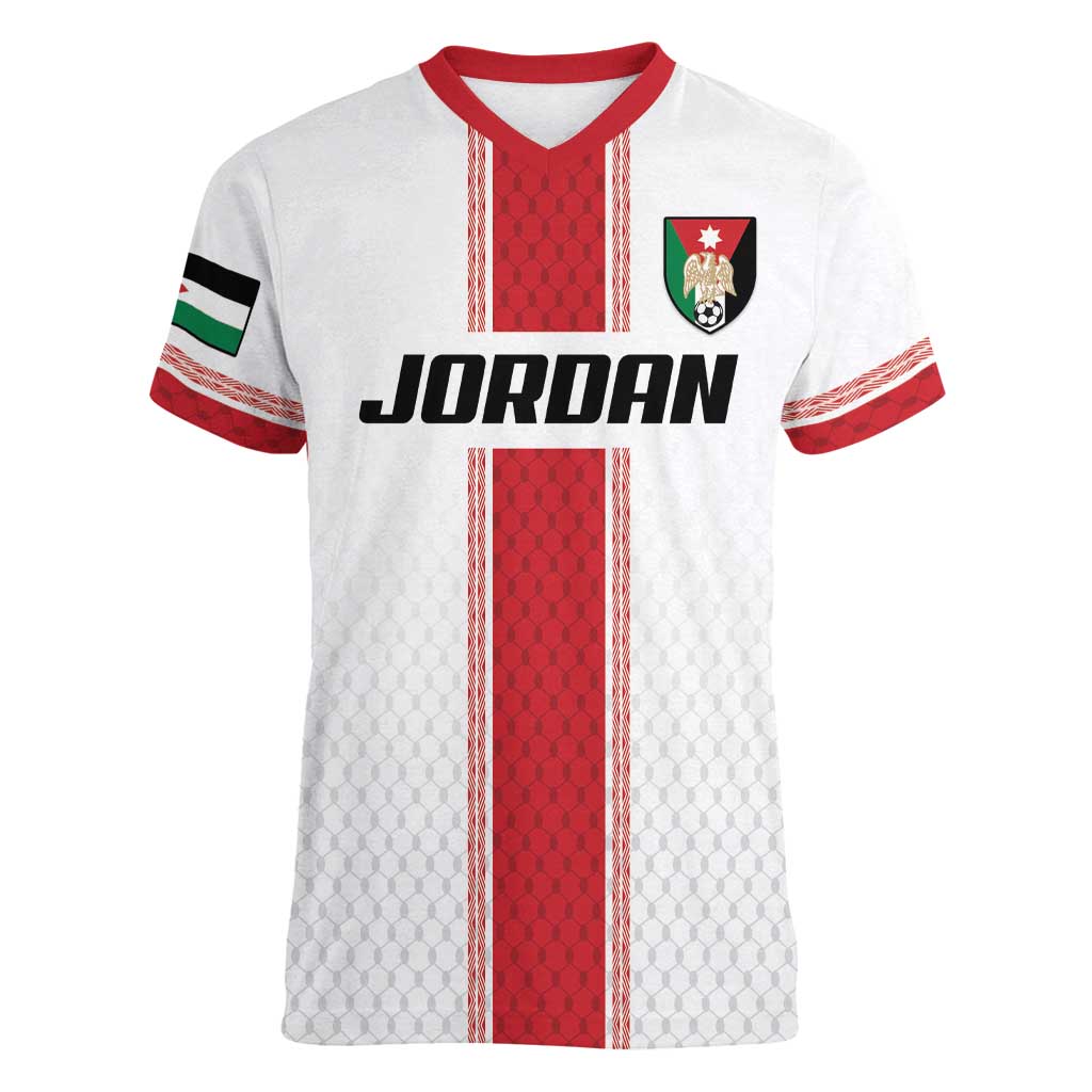 Custom Jordan Heritage Football Women V-Neck T-Shirt Al Nashama Sporty Style - Wonder Print Shop