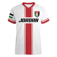 Custom Jordan Heritage Football Women V-Neck T-Shirt Al Nashama Sporty Style - Wonder Print Shop
