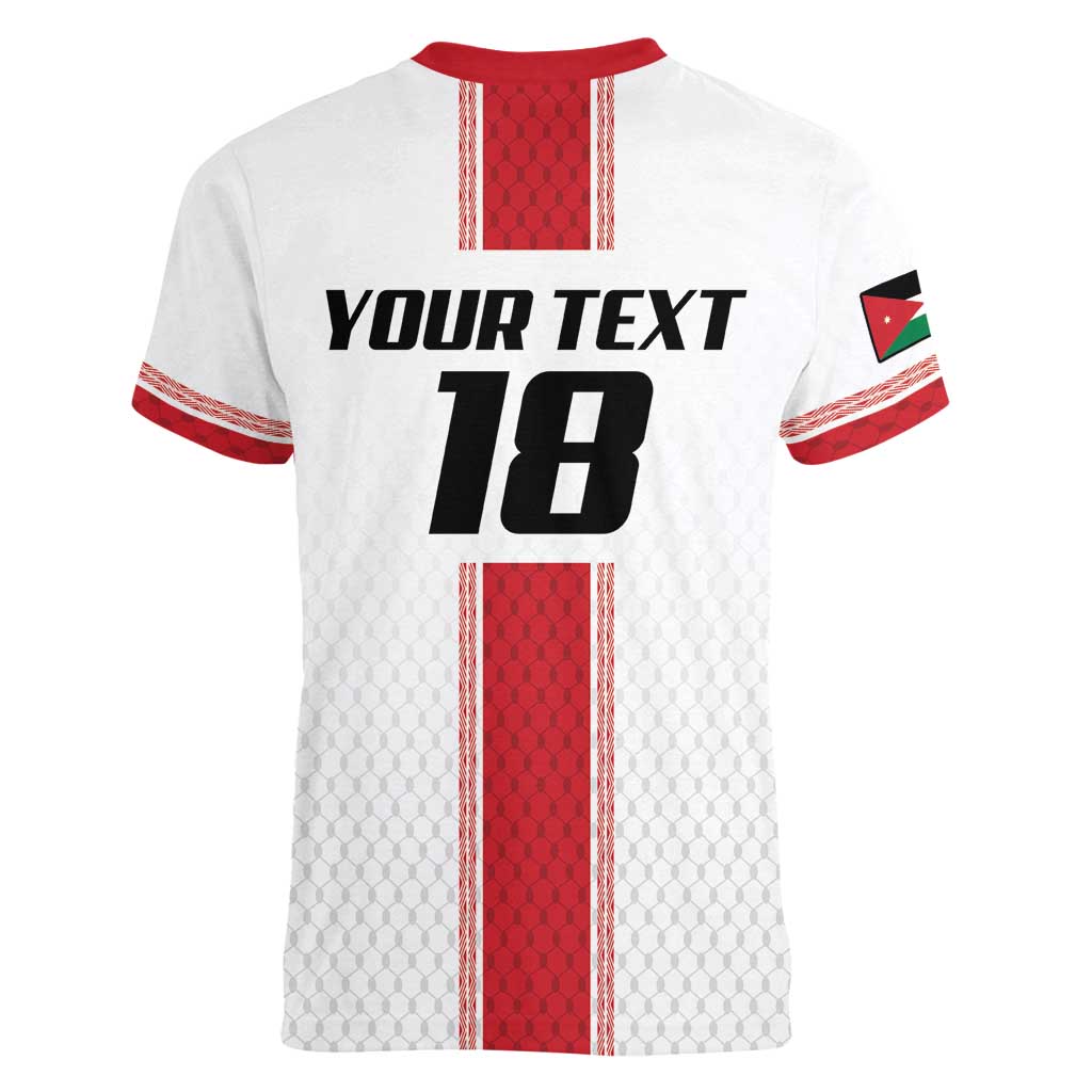 Custom Jordan Heritage Football Women V-Neck T-Shirt Al Nashama Sporty Style - Wonder Print Shop