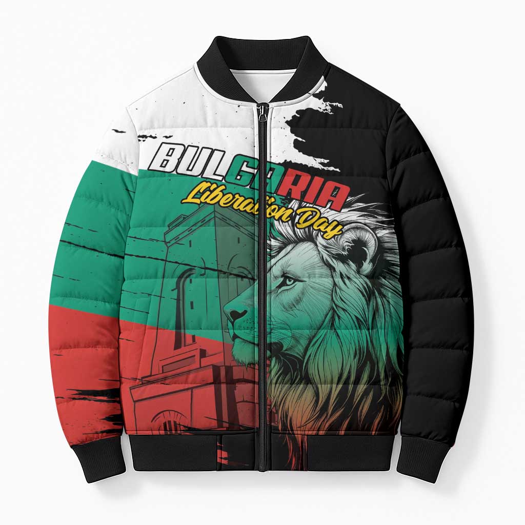 Bulgaria Liberation Day Personalized Bomber Puffer Jacket Bulgarian Lion National Pride Patriotic