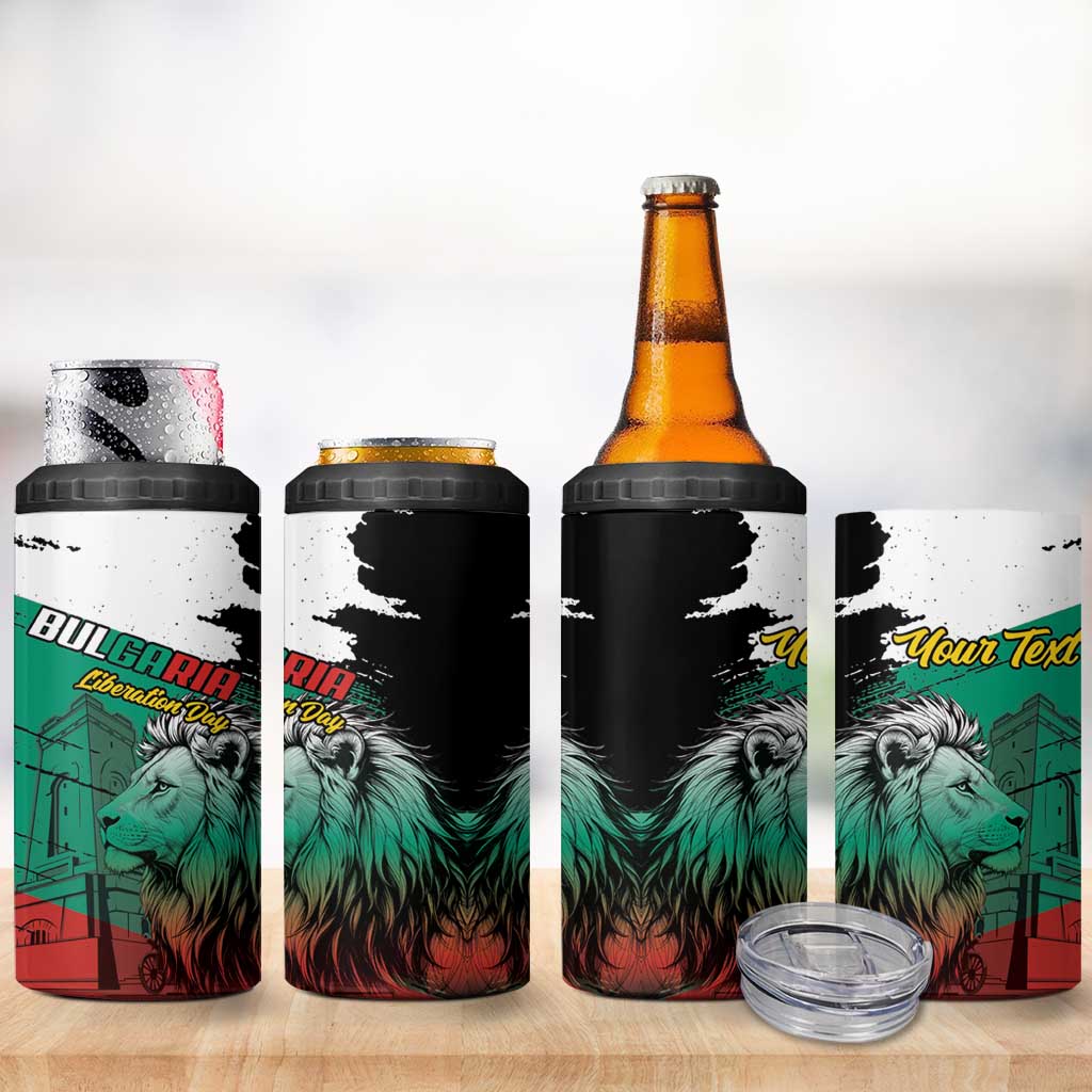 Bulgaria Liberation Day Personalized 4 in 1 Can Cooler Tumbler Bulgarian Lion National Pride Patriotic
