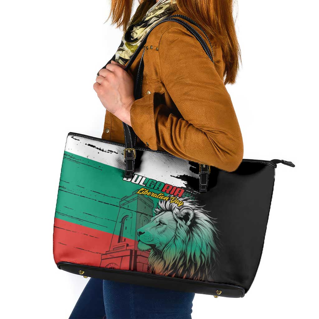 Bulgaria Liberation Day Leather Tote Bag Bulgarian Lion National Pride Patriotic
