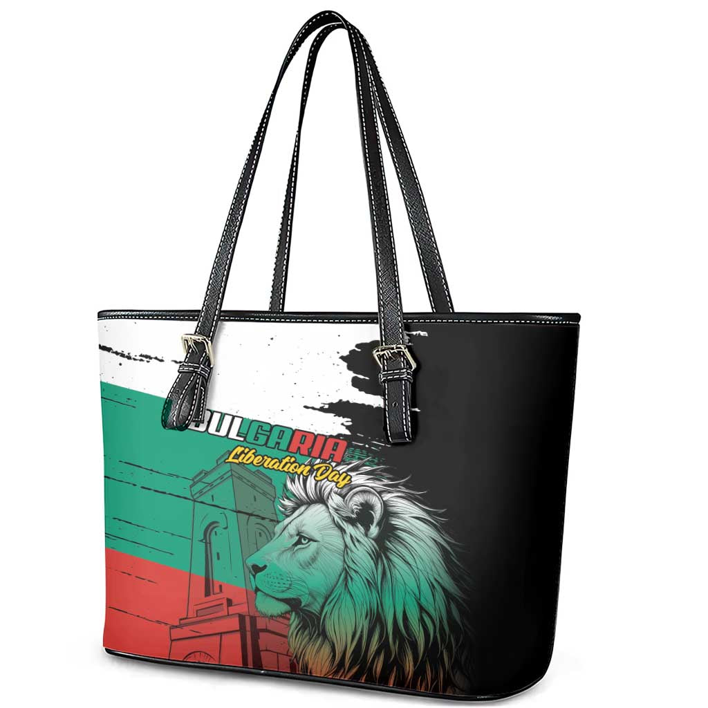 Bulgaria Liberation Day Leather Tote Bag Bulgarian Lion National Pride Patriotic