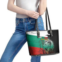 Bulgaria Liberation Day Leather Tote Bag Bulgarian Lion National Pride Patriotic