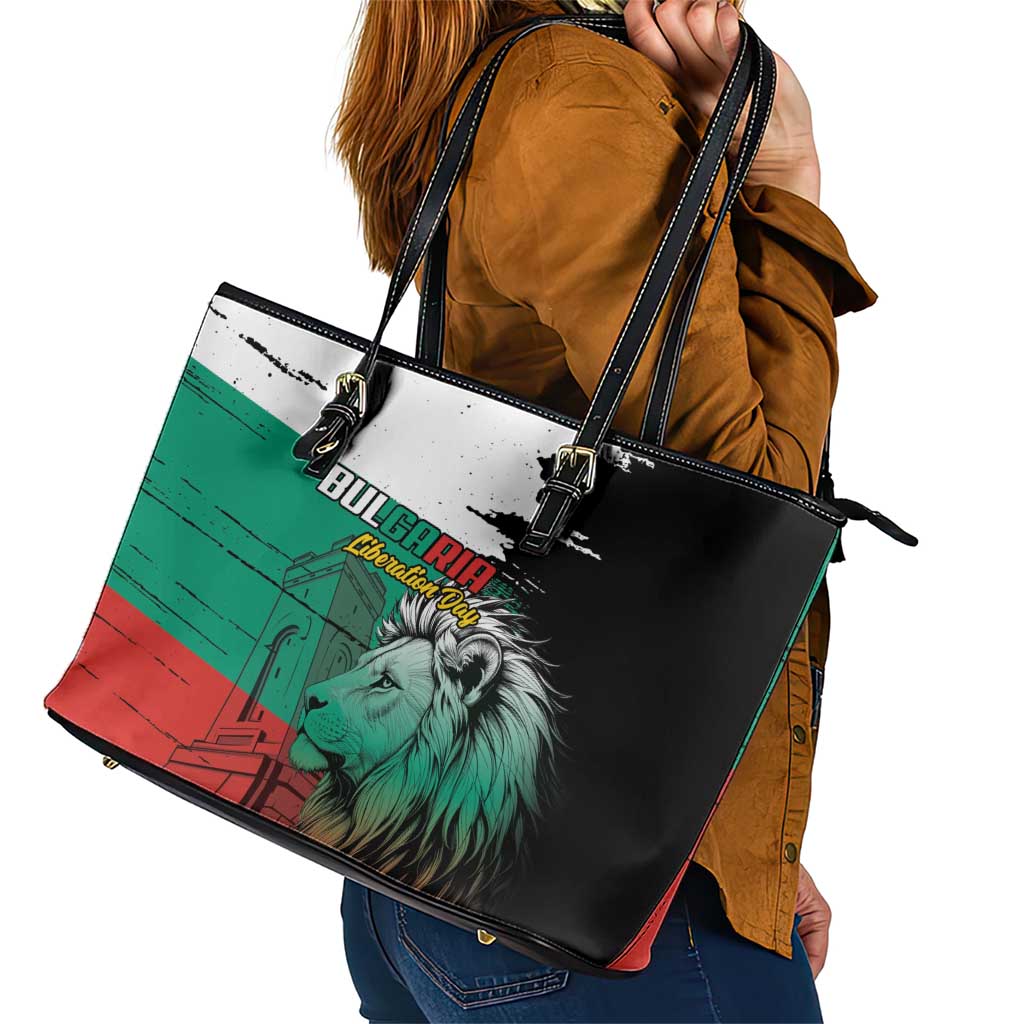 Bulgaria Liberation Day Leather Tote Bag Bulgarian Lion National Pride Patriotic