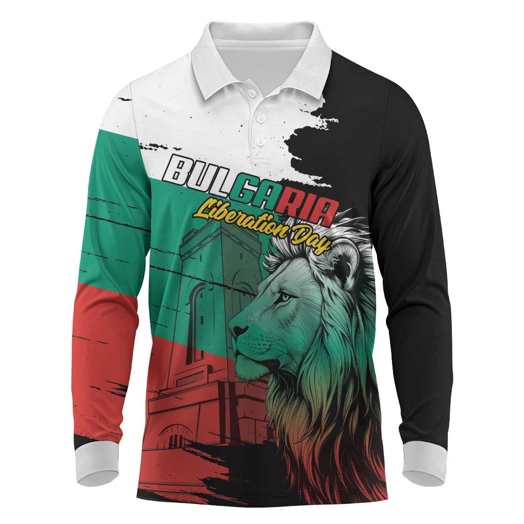 Bulgaria Liberation Day Personalized Long Sleeve Polo Shirt Bulgarian Lion National Pride Patriotic
