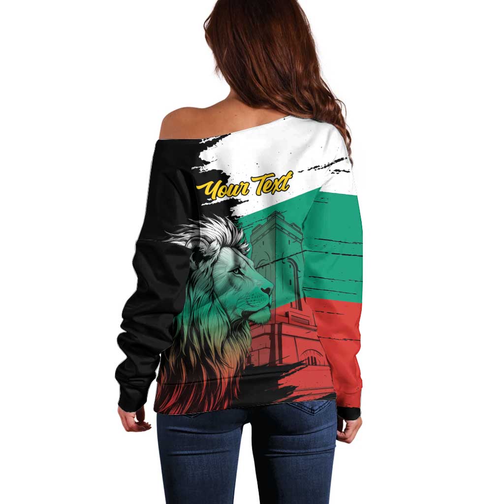 Bulgaria Liberation Day Personalized Off Shoulder Sweater Bulgarian Lion National Pride Patriotic