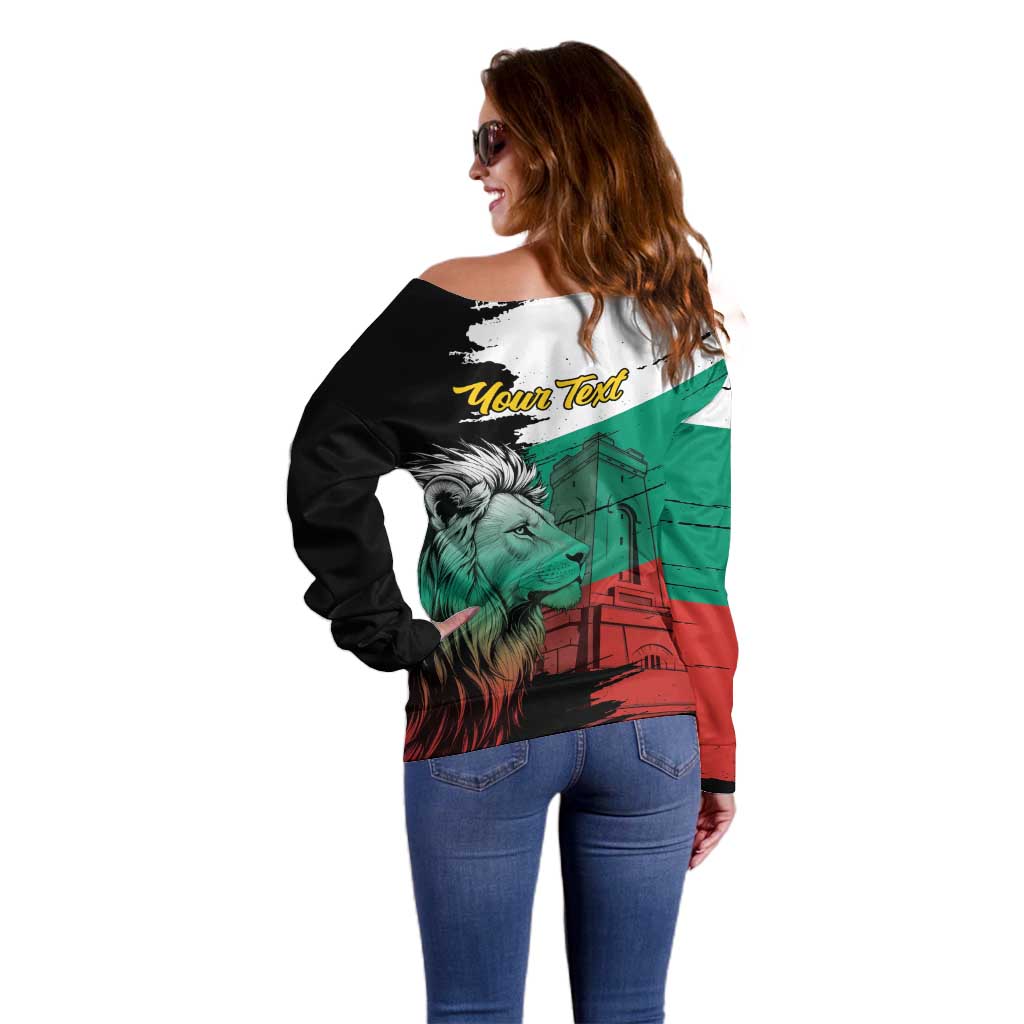 Bulgaria Liberation Day Personalized Off Shoulder Sweater Bulgarian Lion National Pride Patriotic