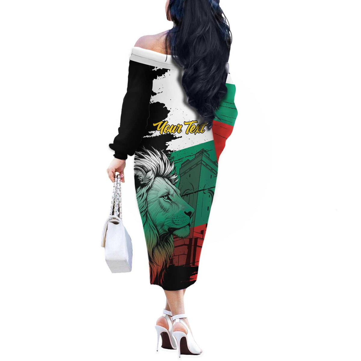 Bulgaria Liberation Day Personalized Off The Shoulder Long Sleeve Dress Bulgarian Lion National Pride Patriotic