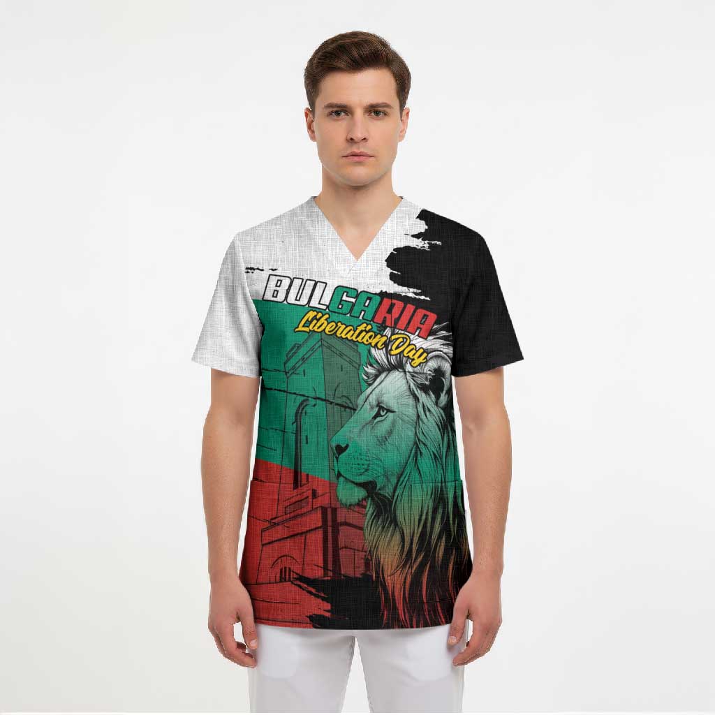 Bulgaria Liberation Day Personalized Scrub Top Bulgarian Lion National Pride Patriotic