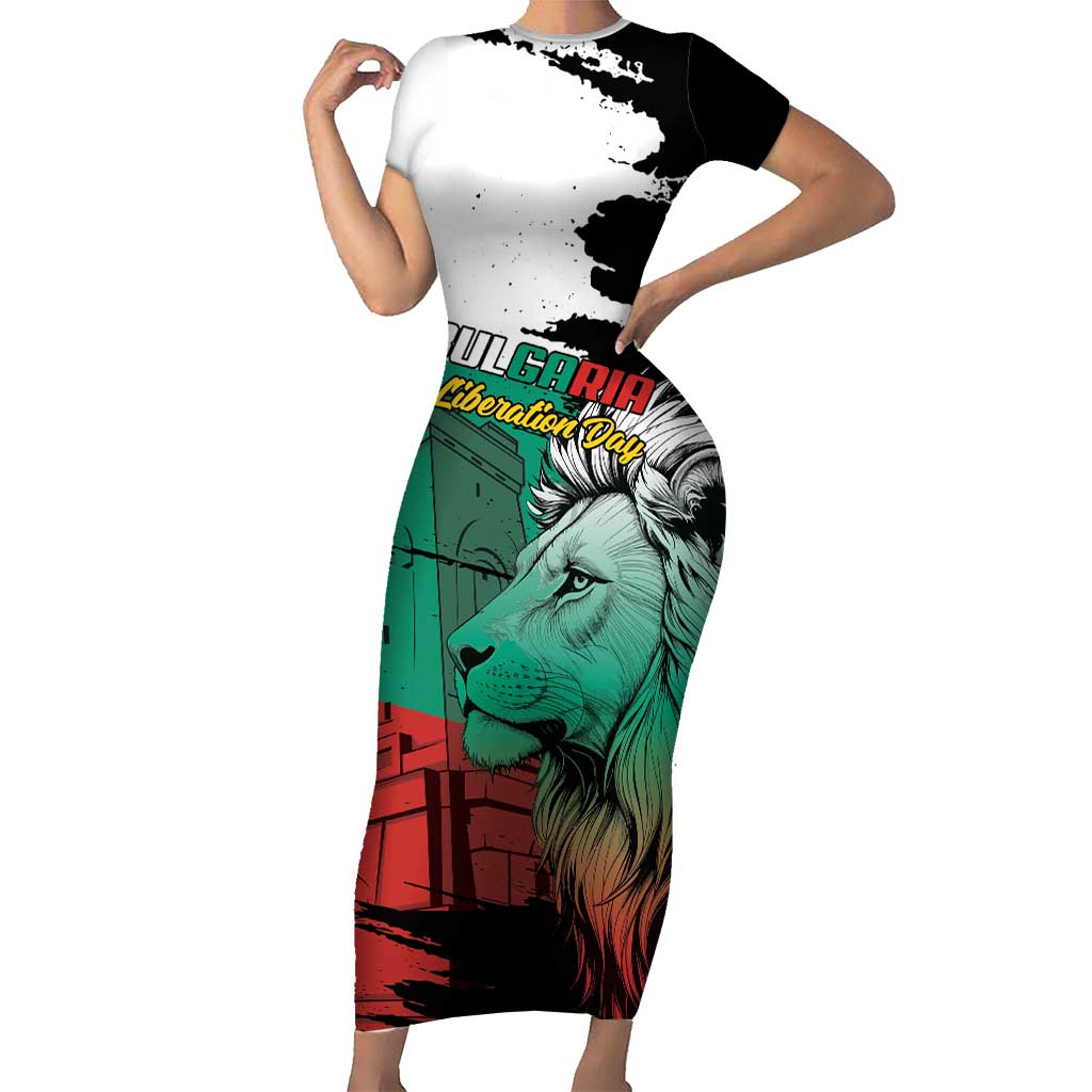 Bulgaria Liberation Day Personalized Short Sleeve Bodycon Dress Bulgarian Lion National Pride Patriotic