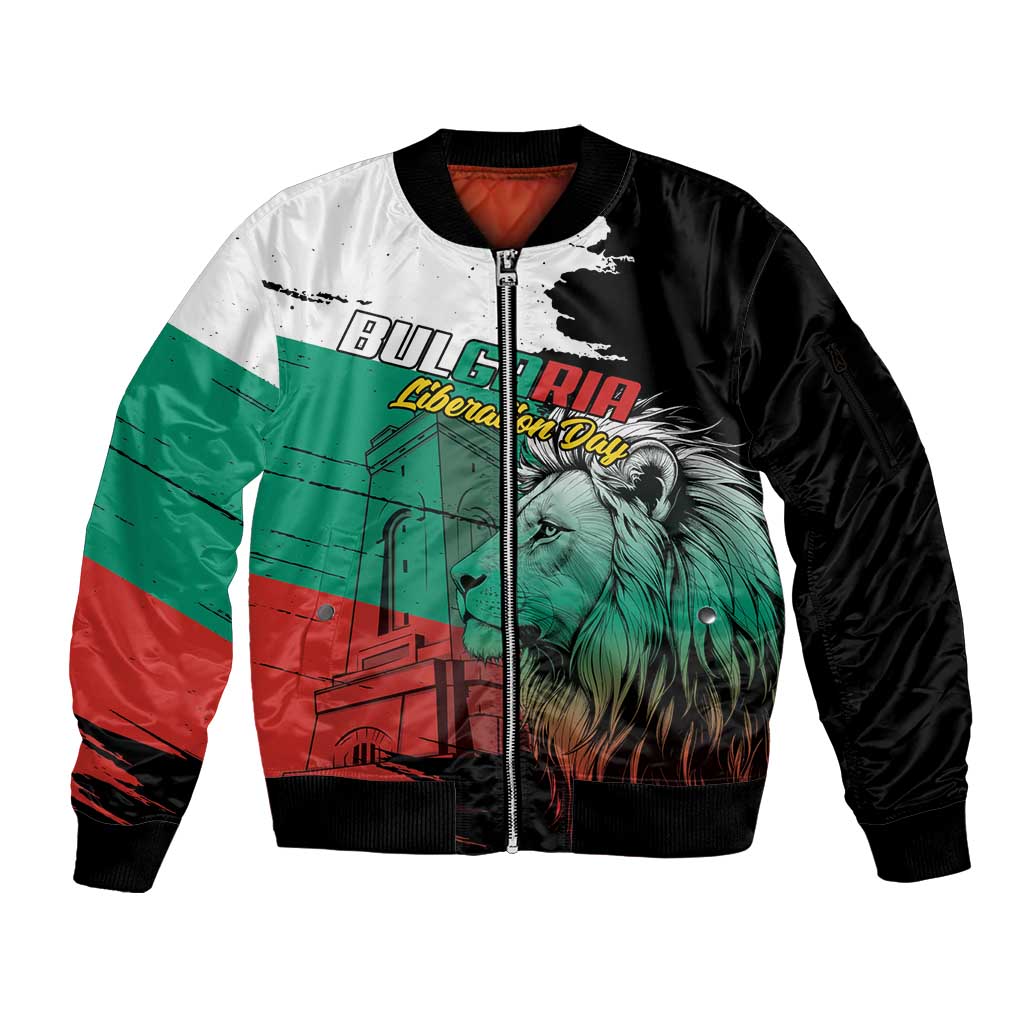 Bulgaria Liberation Day Personalized Sleeve Zip Bomber Jacket Bulgarian Lion National Pride Patriotic