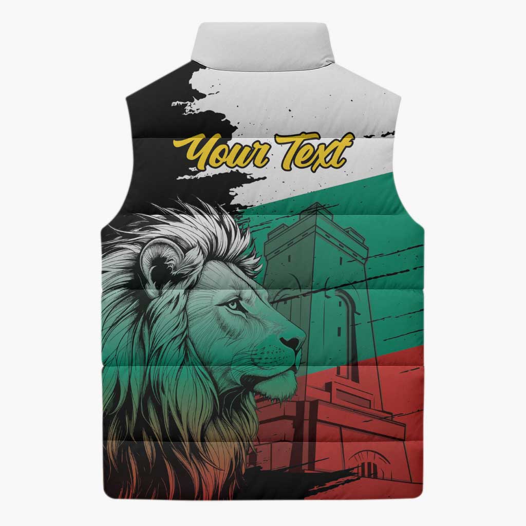 Bulgaria Liberation Day Personalized Sleeveless Puffer Jacket Bulgarian Lion National Pride Patriotic