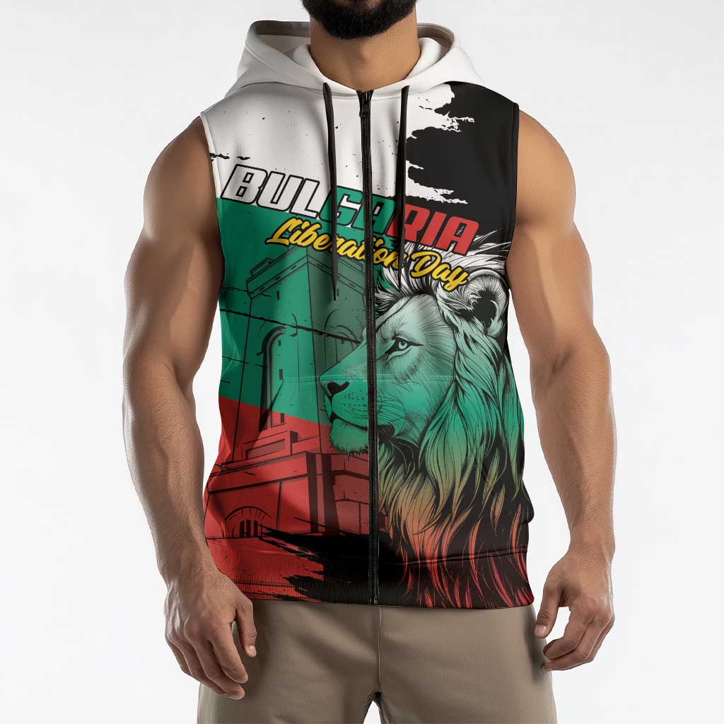 Bulgaria Liberation Day Personalized Sleeveless Zip Hoodie Bulgarian Lion National Pride Patriotic
