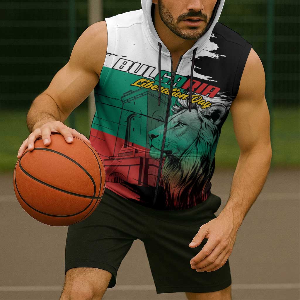 Bulgaria Liberation Day Personalized Sleeveless Zip Hoodie Bulgarian Lion National Pride Patriotic