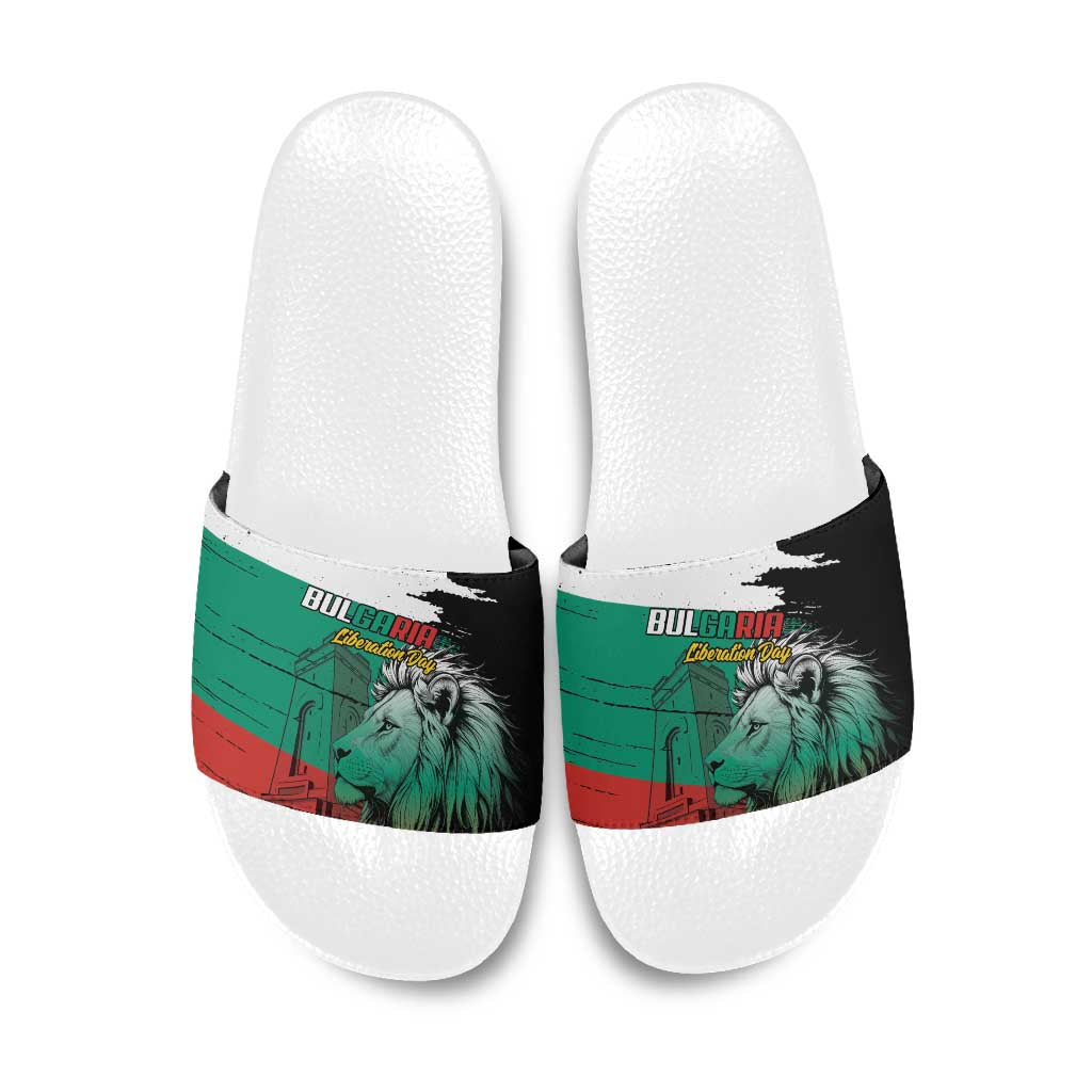 Bulgaria Liberation Day Slide Sandals Bulgarian Lion National Pride Patriotic
